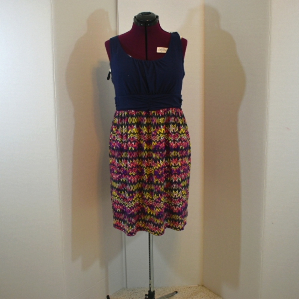 Faded Glory Navy pink and yellow sundress. Size XL